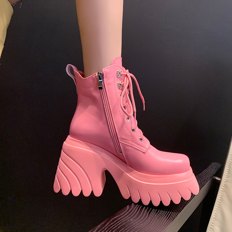 ankle zipper boots color pink size 7 for women