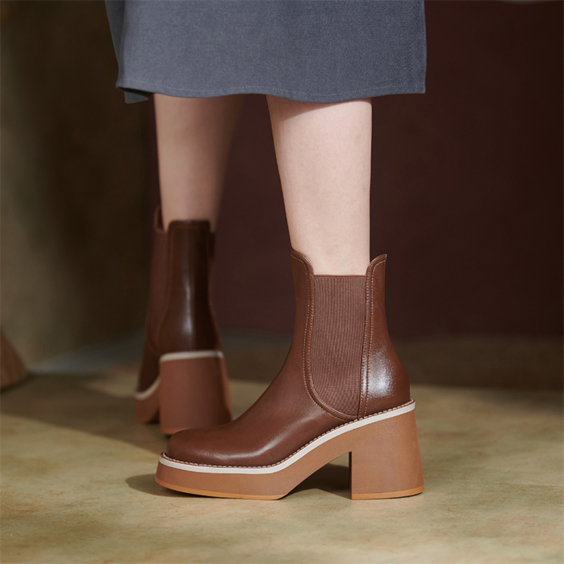 casual ankle boots color brown size 8 for women