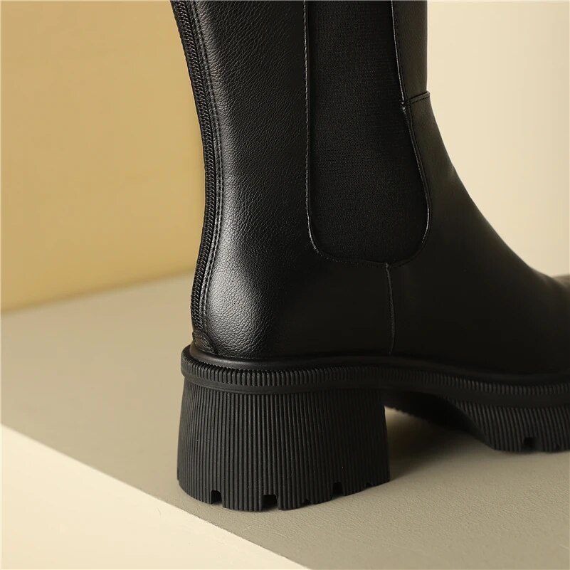 square heel boots color black size 6.5 for women