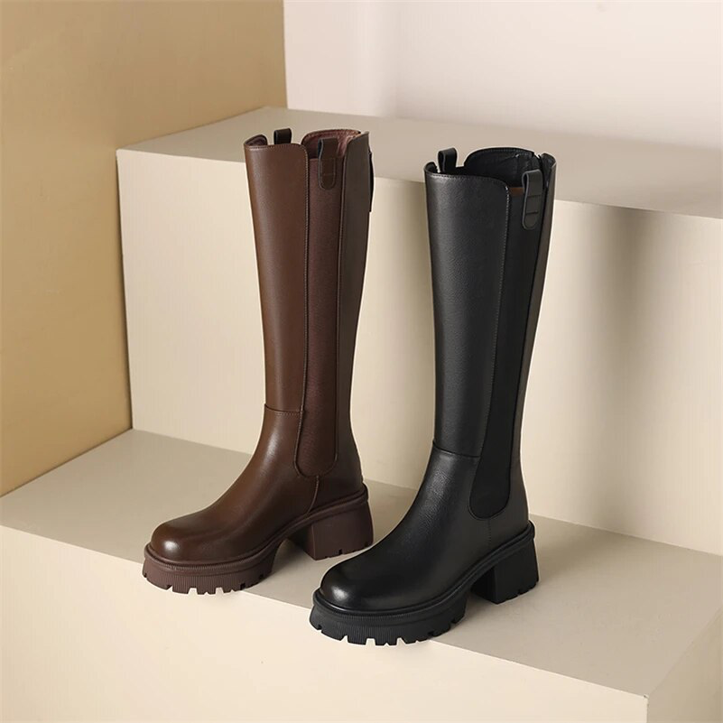 platform boots color black size 5 for women