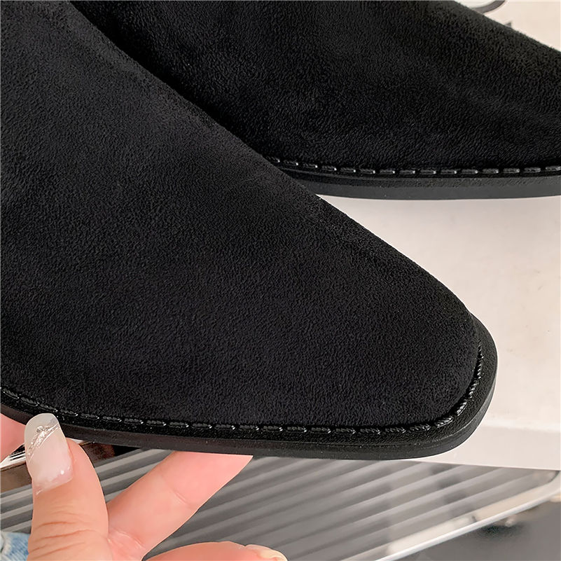 suede boots color black size 7 for women