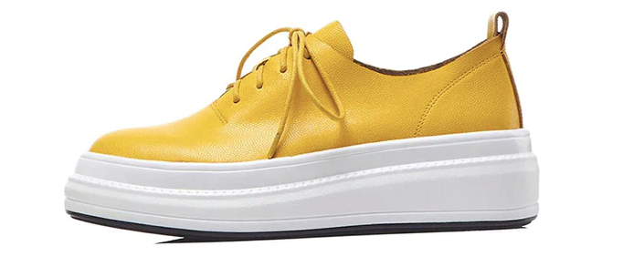 lace up sneaker color yellow size 5.5 for women