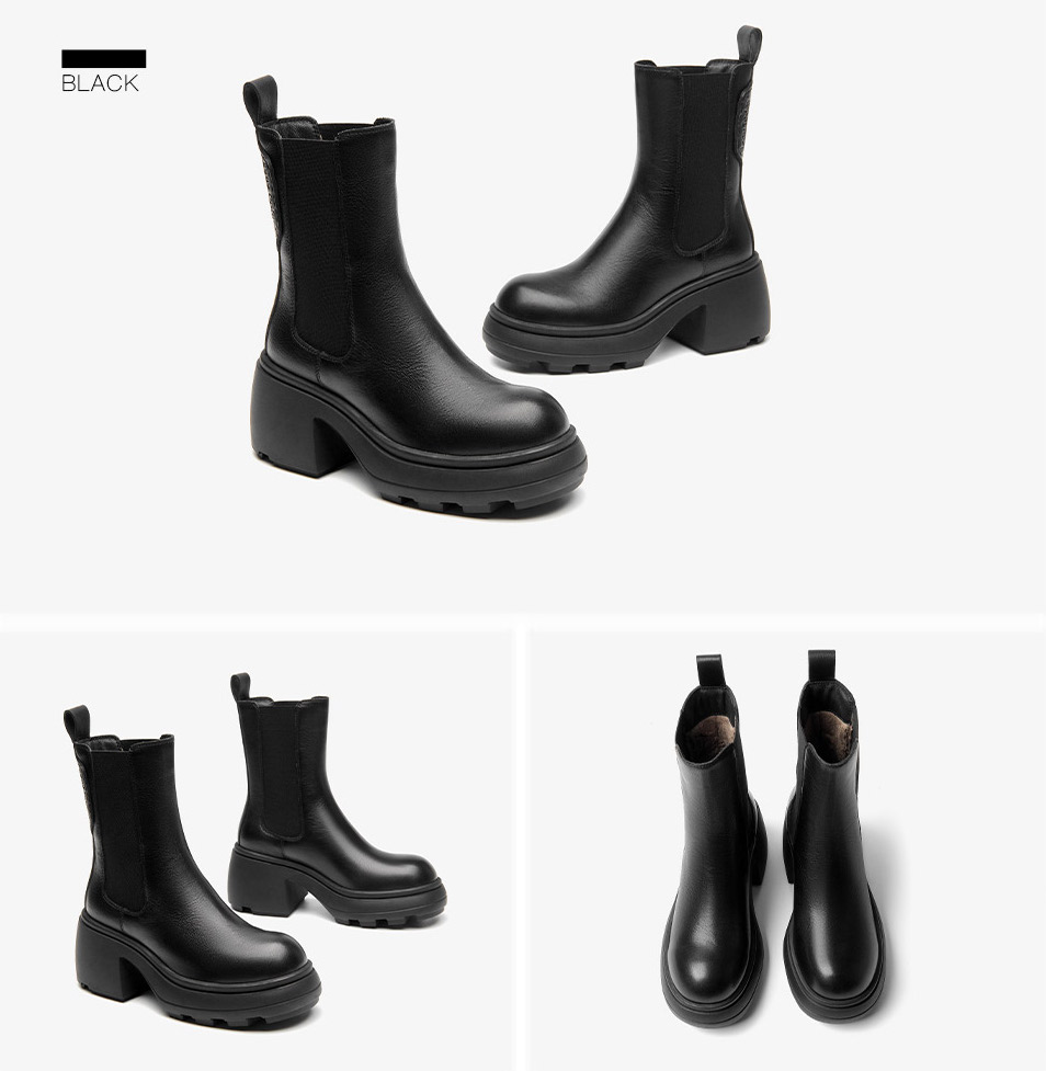 leather boots color black size 7 for women