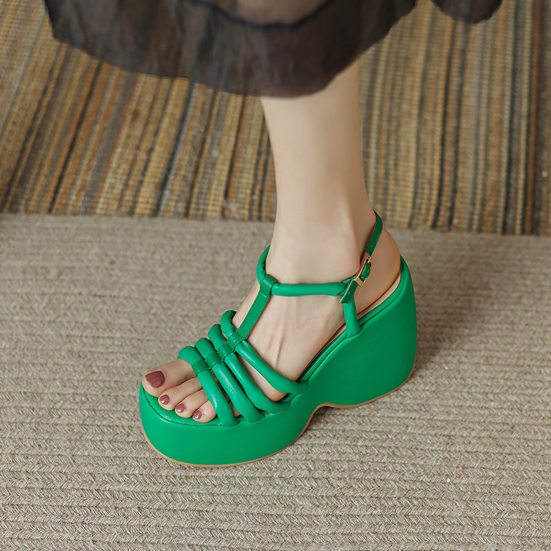 strip sandal color green size 5 for women