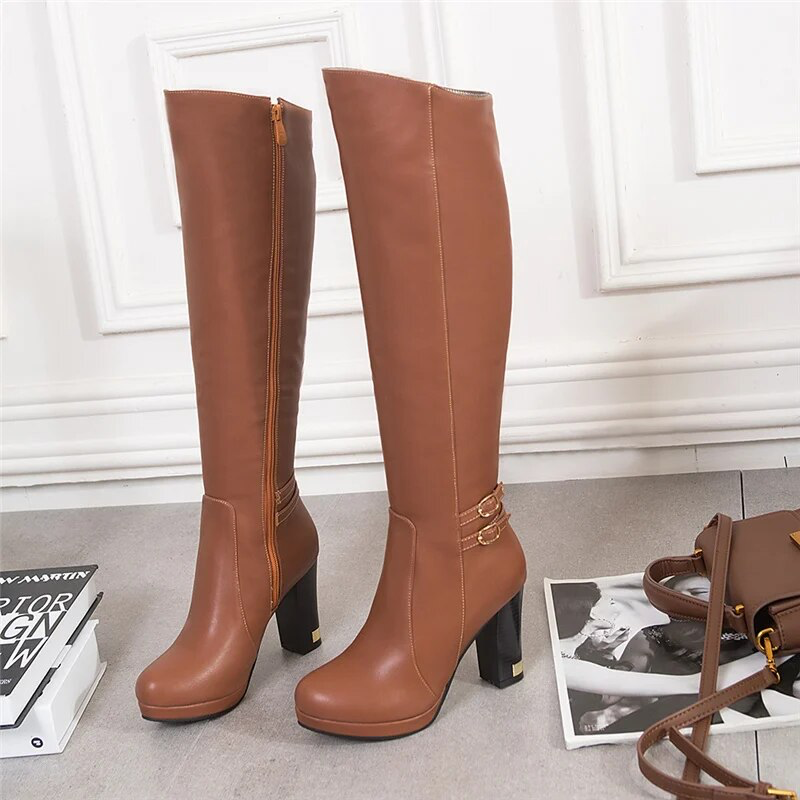 long boots color brown size 5 for women