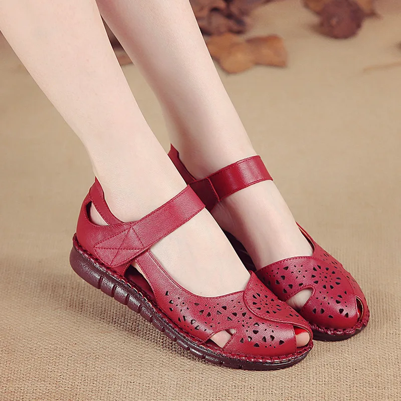 open toe sandal color red size 6 for women