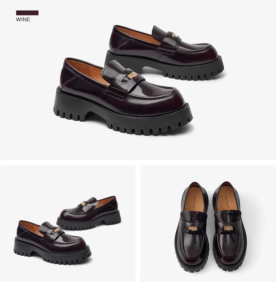 platform leather loafer shoes color wine size 6.5 for women
