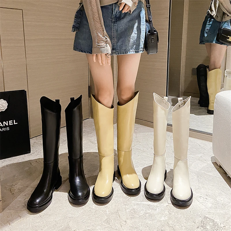 leather boots color beige size 6 for women
