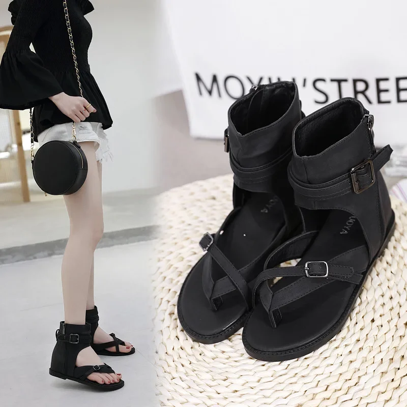 ankle wrap sandals color black size 6 for women