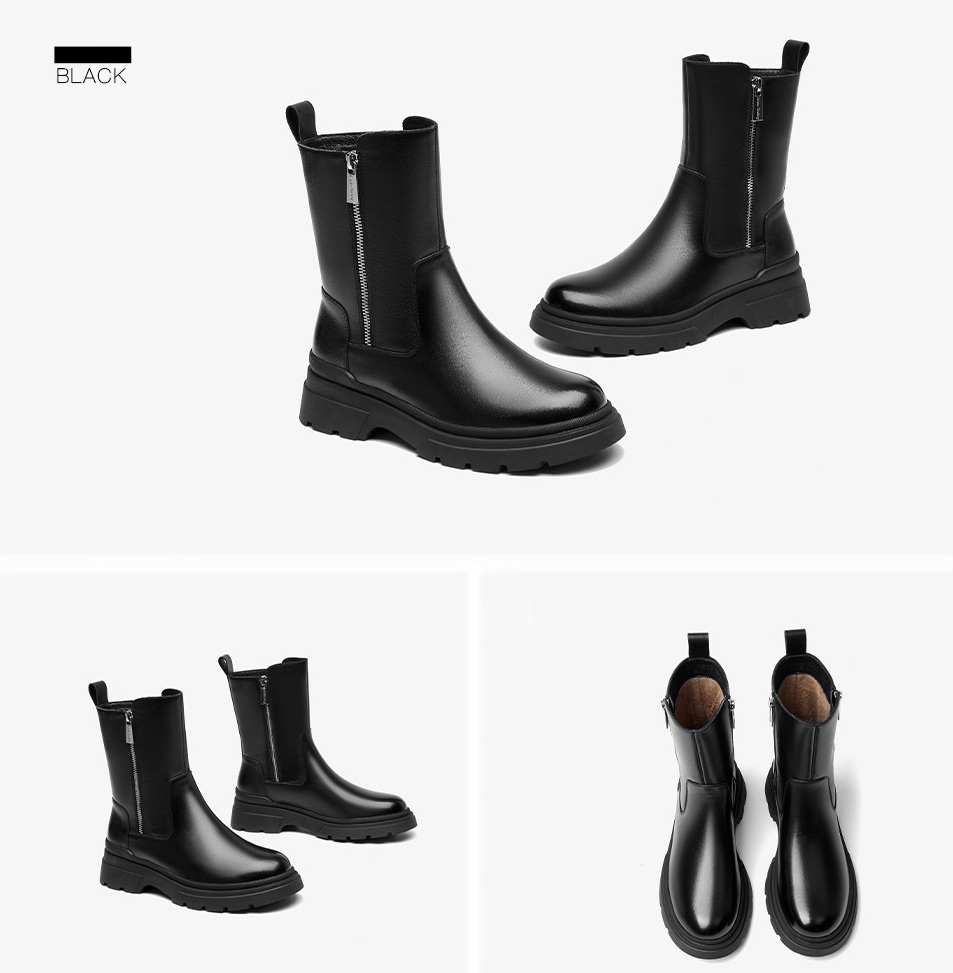 ankle leather boots color black size 5.5 for women