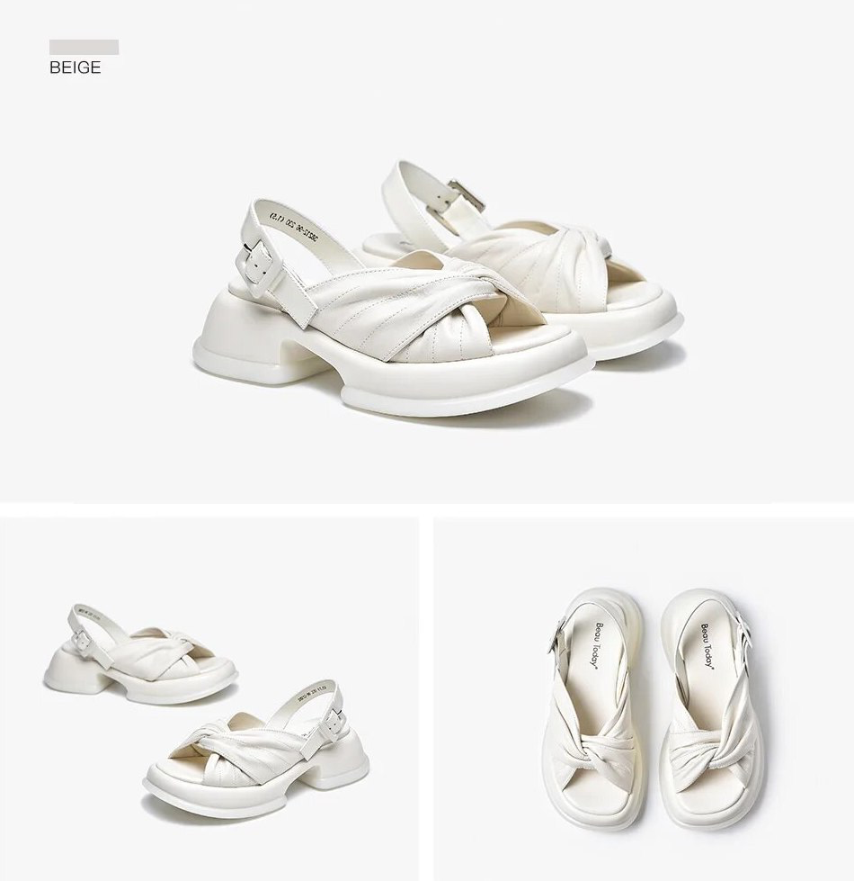 platform sandal color beige size 6 for women