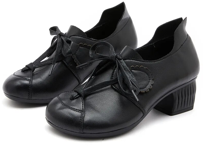 leather pumps color black size 6 for women
