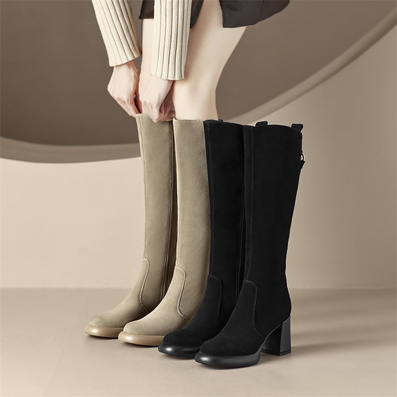 round toe knee high boots color black size 5 for women
