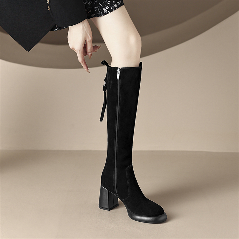 square heel boots color black size 7.5 for women