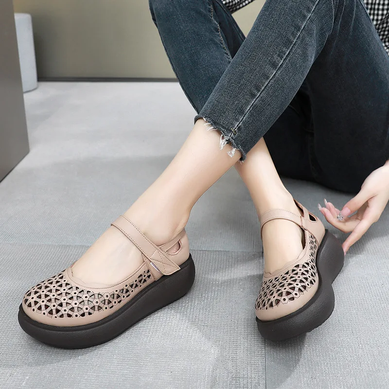 platform sandals color apricot size 6 for women