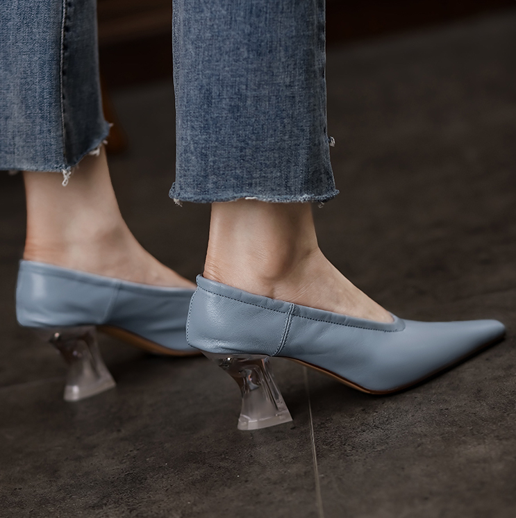 square heel pump shoes color blue size 9 for women
