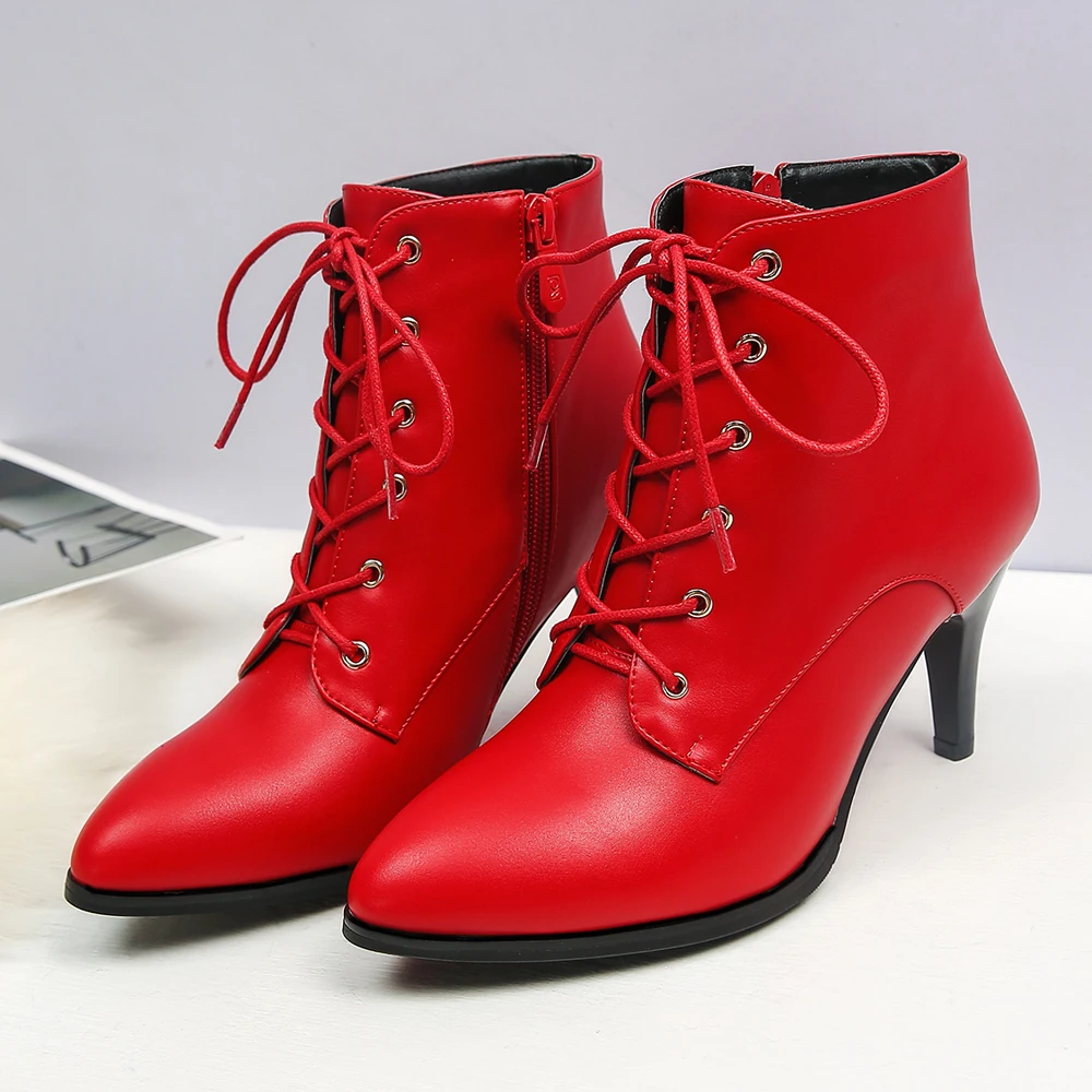 pointed toe boots color red size 9.5 for women