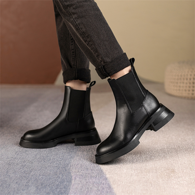 elastic band boots color black size 6 for women