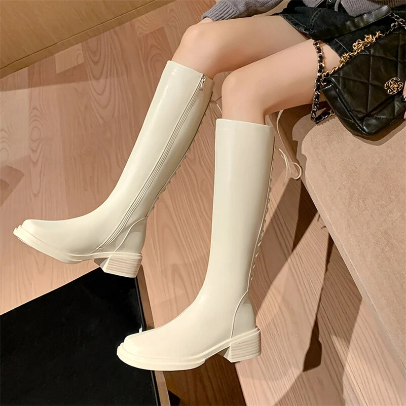 dress leather boots color beige size 5 for women