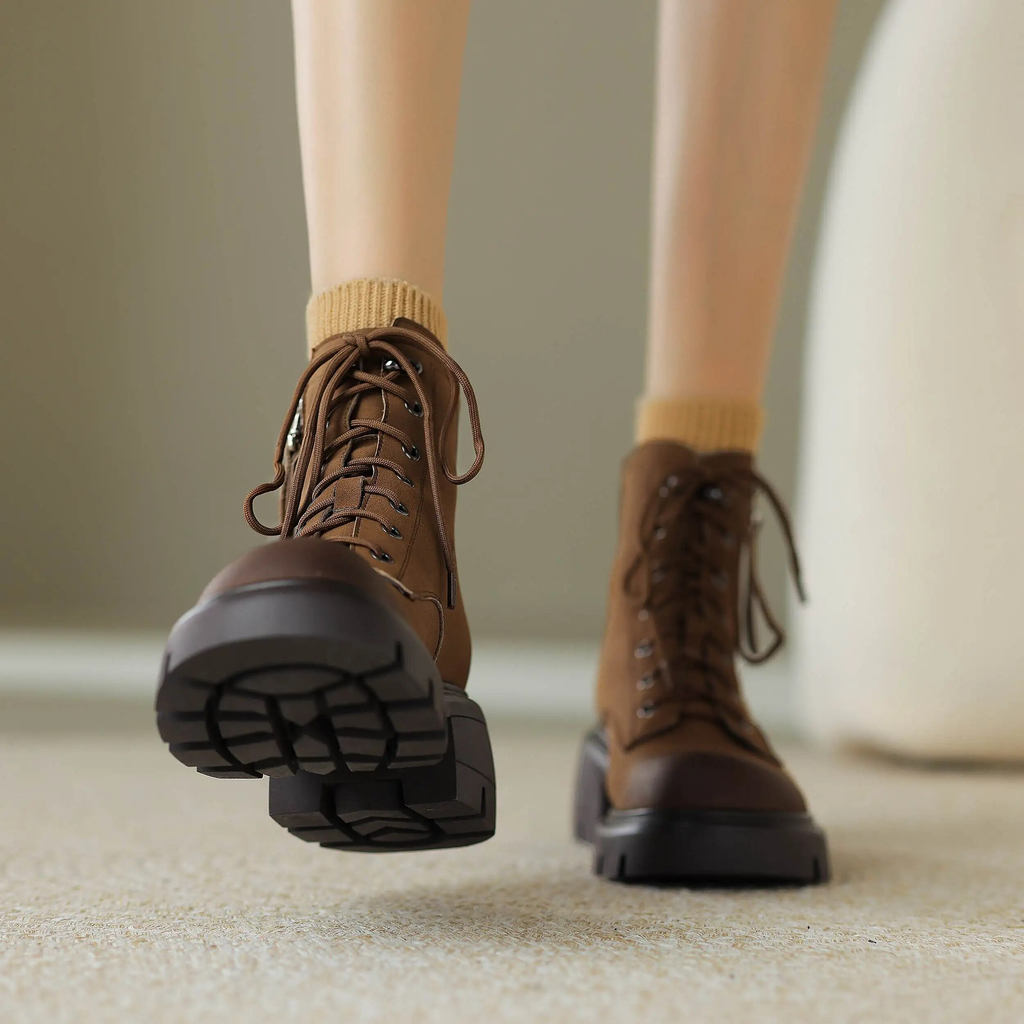 platform boots color brown size 7 for women