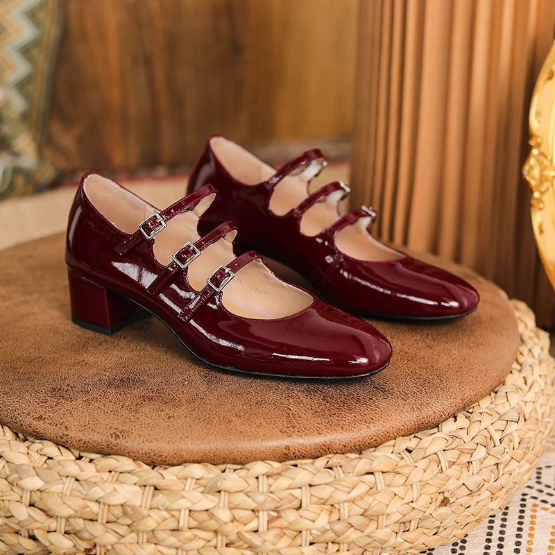 leather pump shoes color wine size 5.5 for women