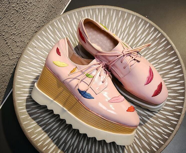 casual platform shoes color pink size 7.5 for women