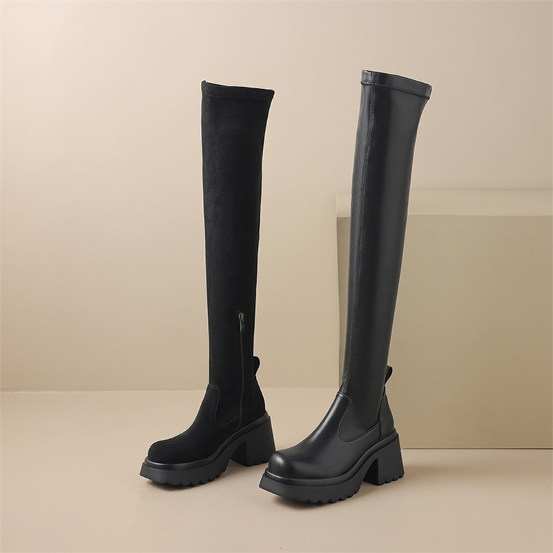 long platform boots color black size 5.5 for women