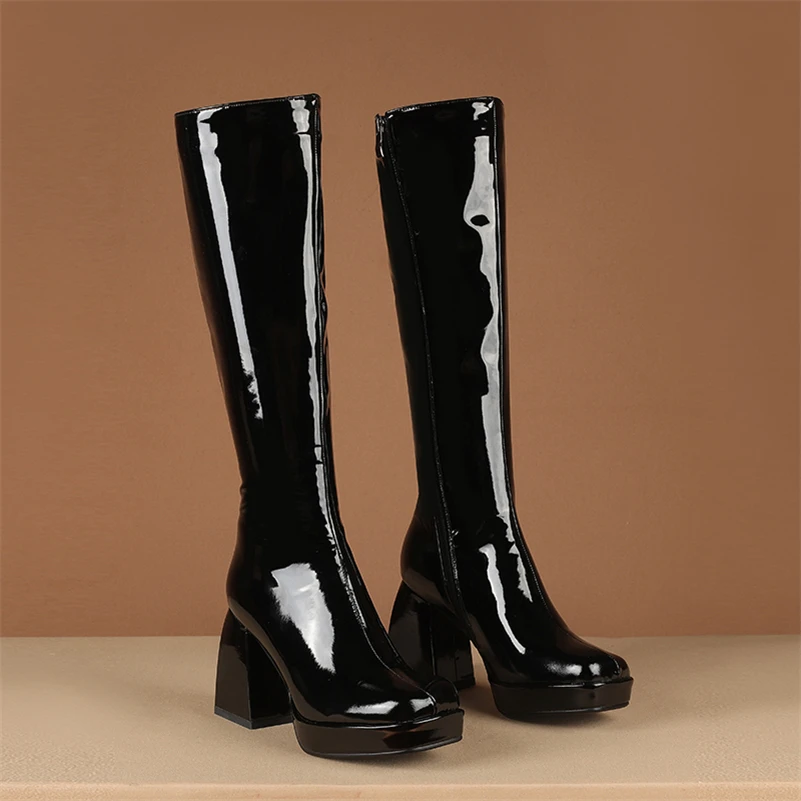 knee high boots color black size 9 for women