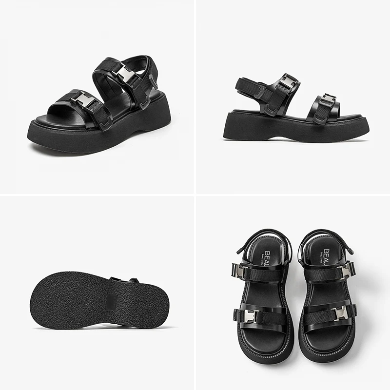 summer sandal color black size 6 for women