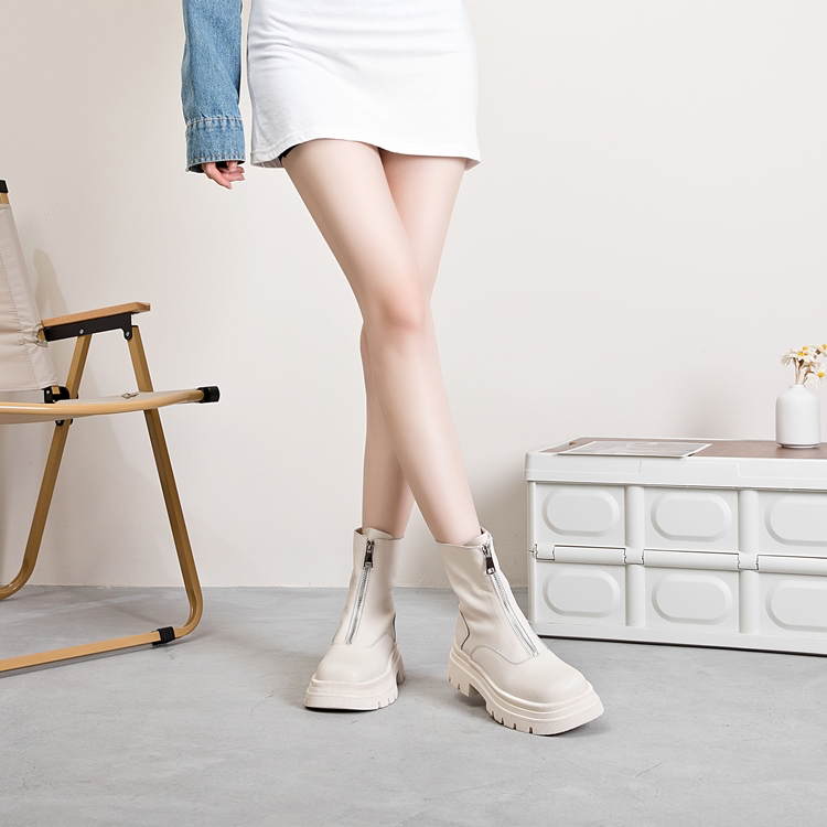 zipper boots color beige size 8 for women