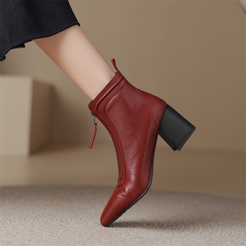 square heel boots color red size 6.5 for women