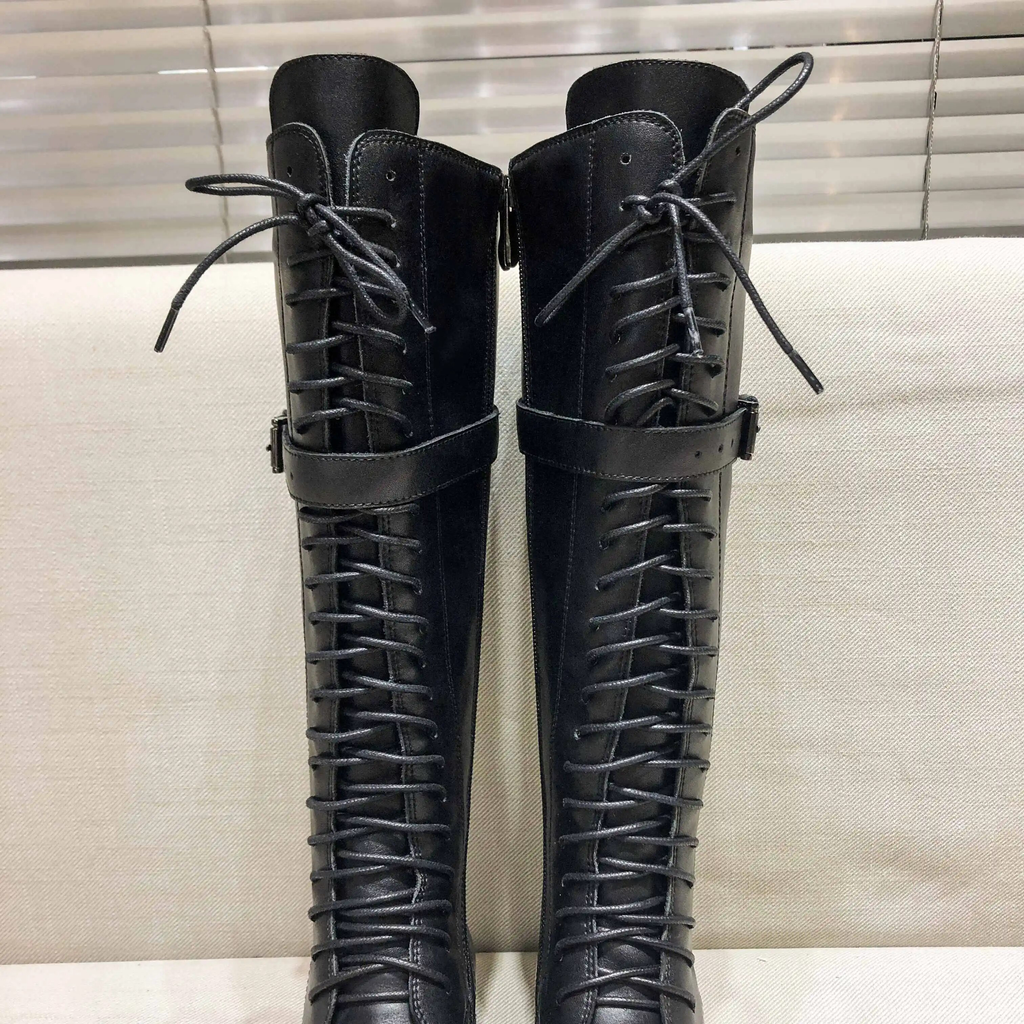 platform boots color black size 9 for women