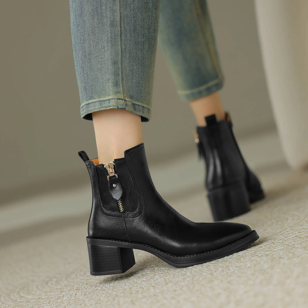 square heel boots color black size 9.5 for women