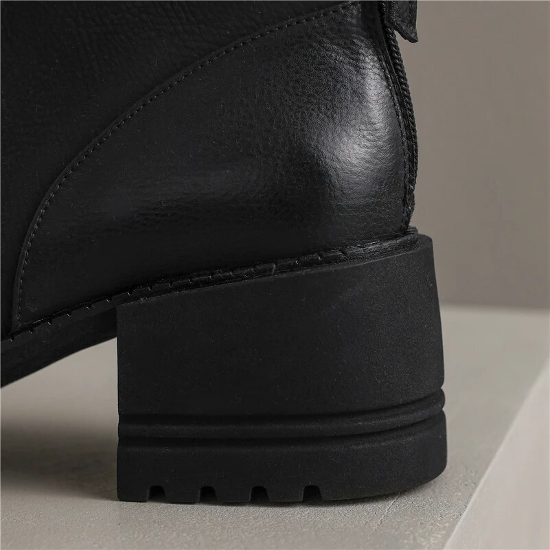 square heel winter boots color black size 7 for women