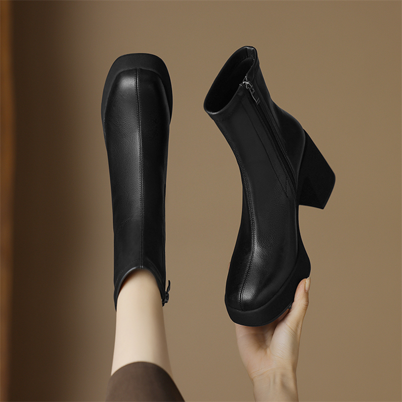 platform boots color black size 6 for women