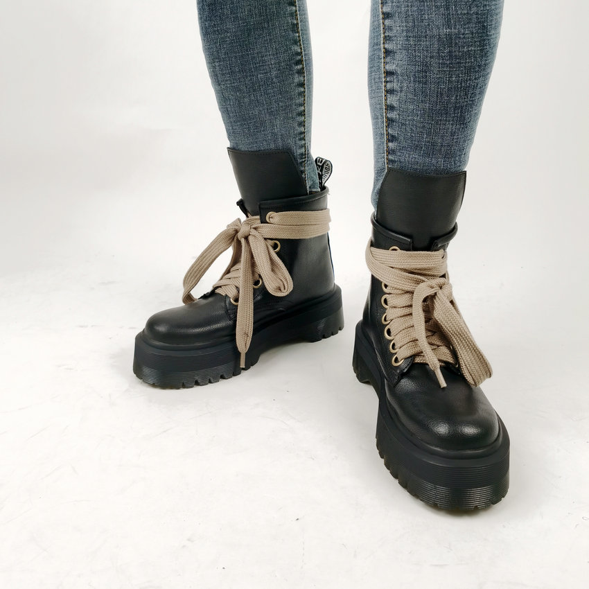 lace up boots color black size 5 for women