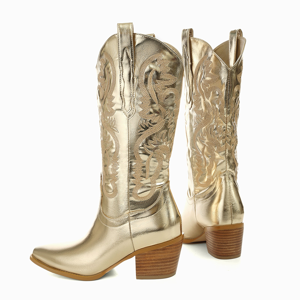 fall cowboy boots color gold size 9.5 for women