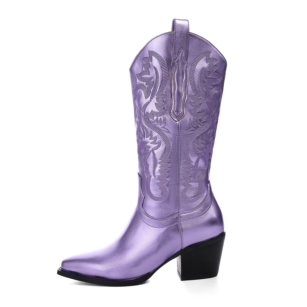 metallic western boots color purple size 6.5 for women