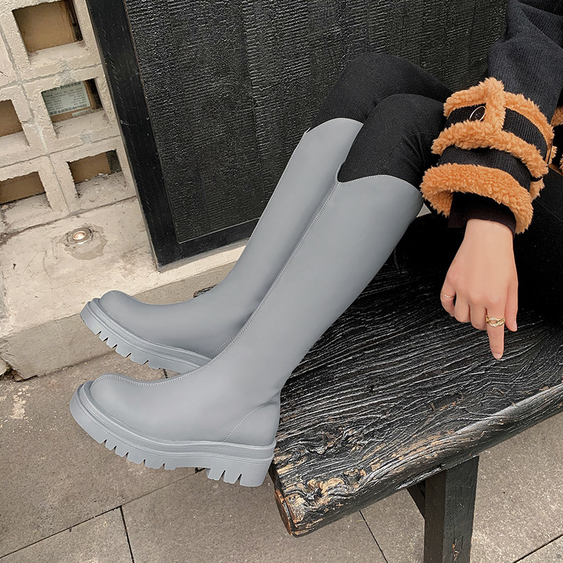 knee high boots color gray size 8 for women