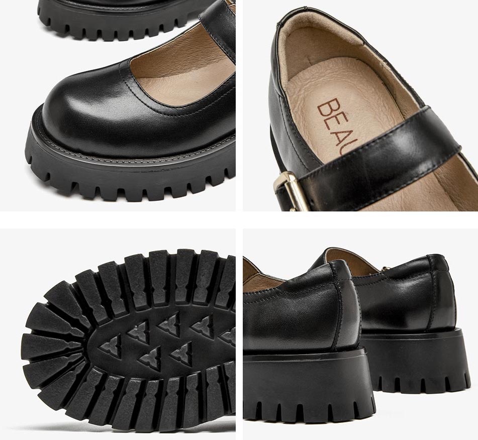strap and buckle platform shoes color black shoes size 7.5 for women