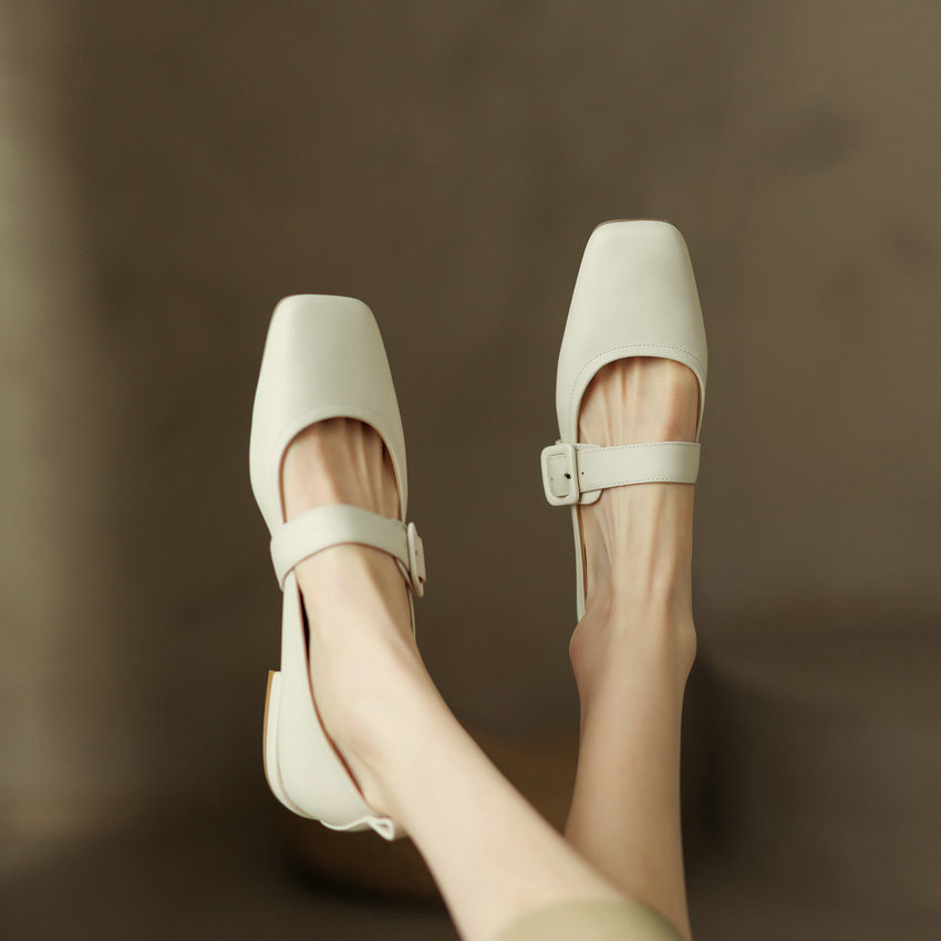 square toe pumps shoes color beige size 6.5 for women