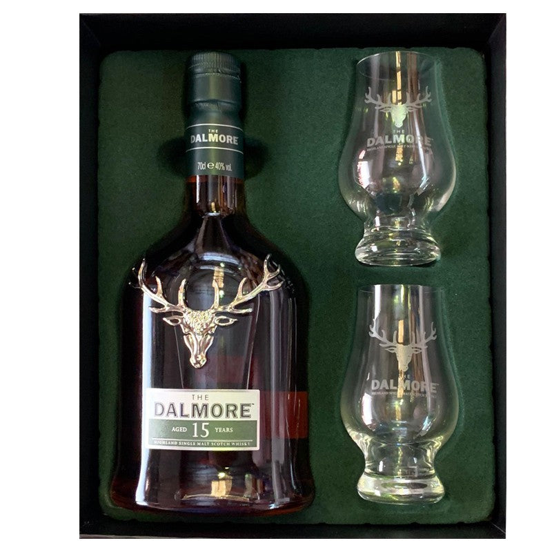 Dalmore 15 Years Old Gift Set FREE 2 Glencairn Glass The