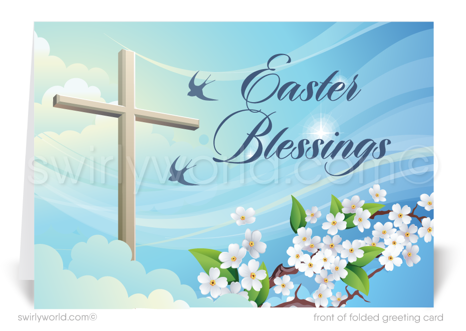 Christian Cross Religious Easter Blessings Springtime Greeting