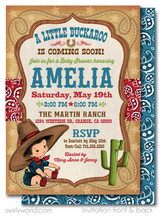 western baby shower invitations