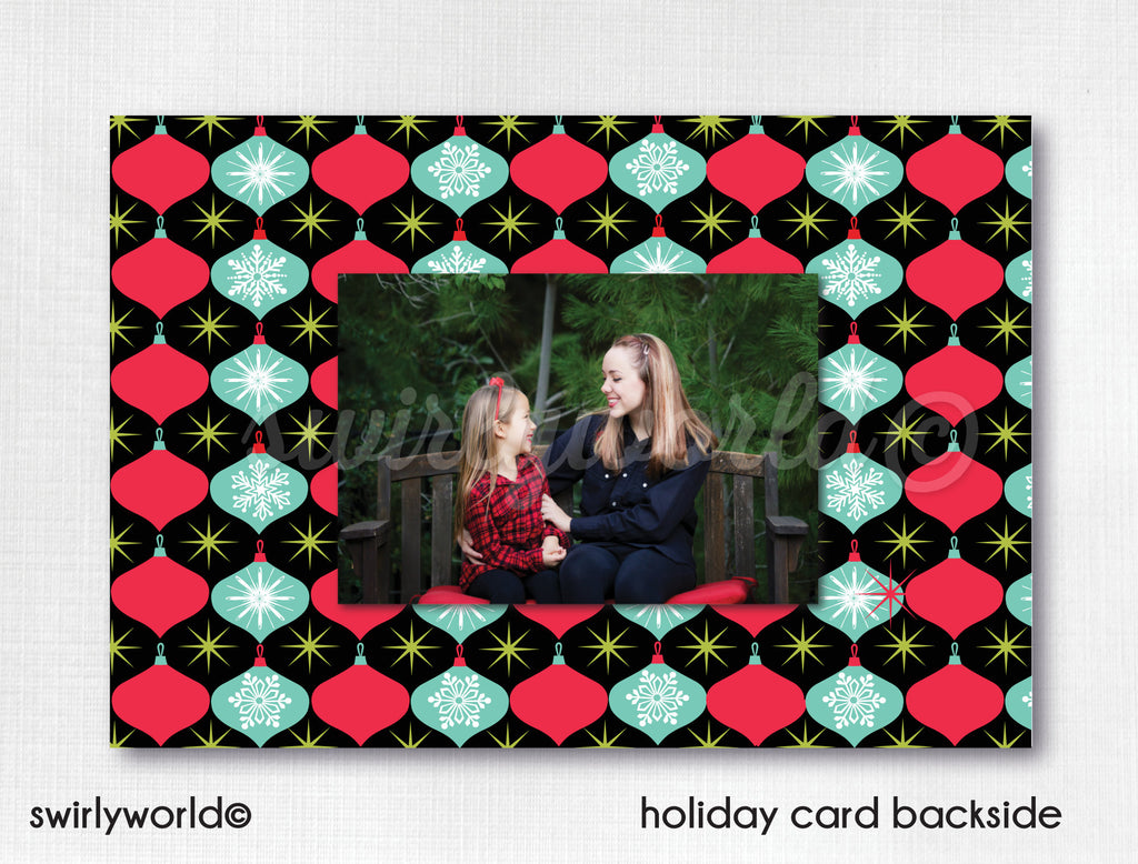 Retro Atomic Mod Mid-Century Modern Christmas Holiday Photo Cards Printable Digital File