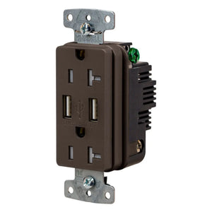 Hubbell USB20A 3.1A USB-AA Charging Ports Outlet, 20A, TR, Brown - Kitchen Power Pop Ups