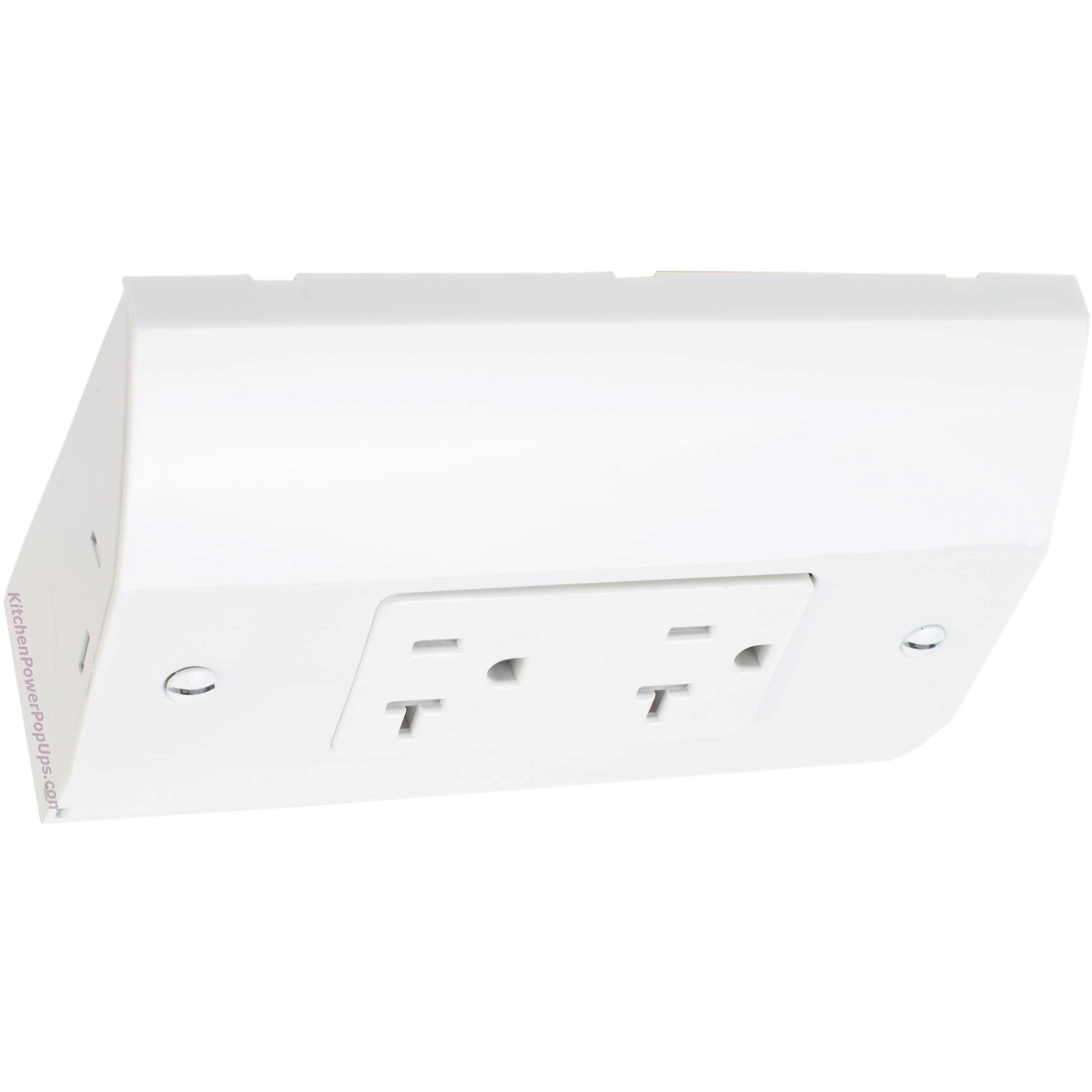 Under Cabinet Low Profile Power Outlet Box, GFCI and Switch, White