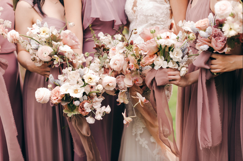 mauve floral bridesmaid dress