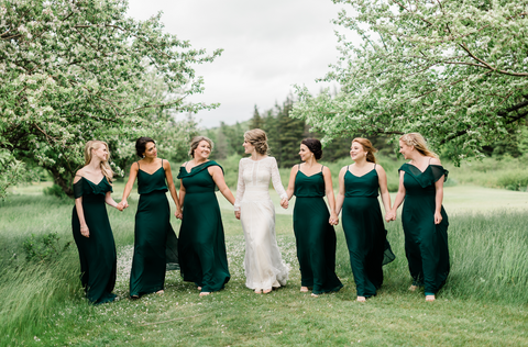 emerald green bridesmaid dresses long