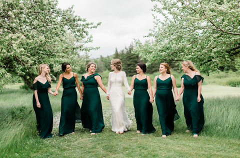 grey green bridesmaid dresses